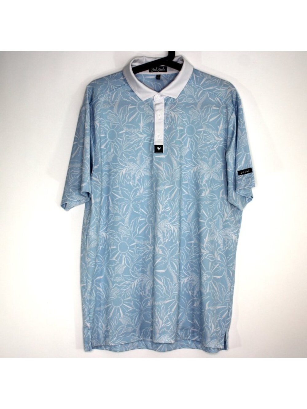 Bad Birdie Mens Large Geometric Pattern Golf Performance Polo Shirt H1017